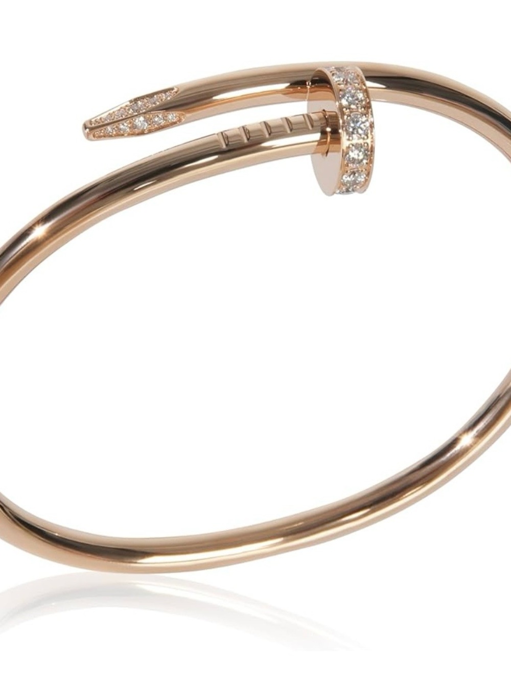 Rose Gold Nail Bangle Bracelet with Pavé Accents
